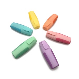 Punta de cincel fluorescente macarrones color pastel mini resaltador plano Rotulador con Clip y agarre de goma