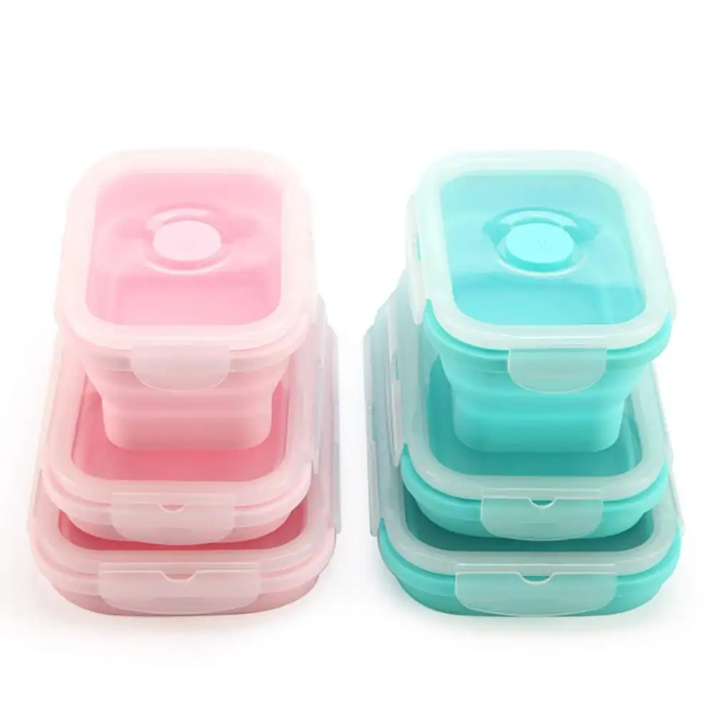 Boîte à dîner pliable USSE, boîte à lunch en silicone portable micro-ondable colorée pour enfants
