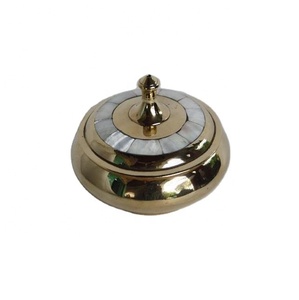 Mother of Pearl <strong>Inlay</strong> Metal Box Made in Brass With Mirror Polish Brass <strong>Inlay</strong> Box Mother of Pearl - Product Image 1