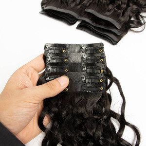 <strong>10</strong>-30 Inches Water Wavy Seamless PU Clip in Hair Extension More Invisible <strong>Human</strong> Hair Seamless Clip in Extension - Product Image 3
