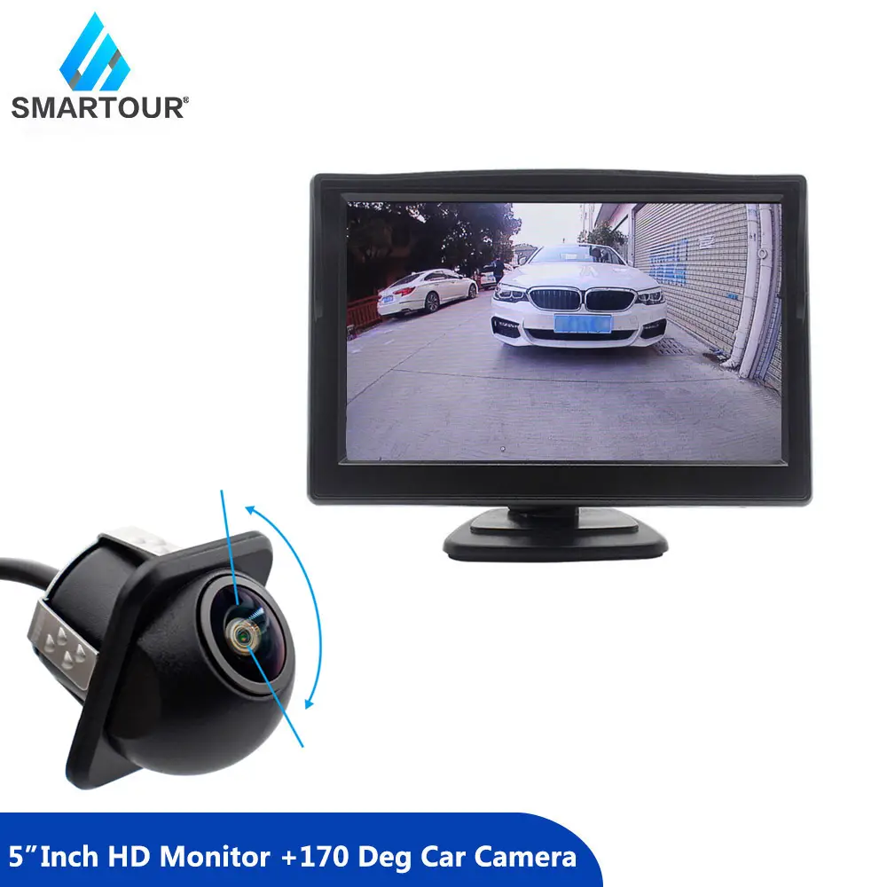 Smartour 5 Inch Car Monitor With Camera 170 Deg CCD Car Security System CVBS Front Camera Car Camera Security System