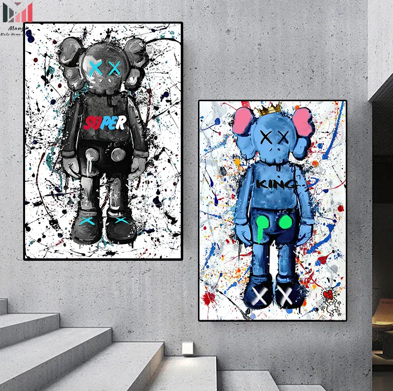 Nueva serie de dibujos animados Graffiti Bear Posters Pop Wall Art imágenes para imprimir en Cavas pintura al óleo para la decoración de la sala de estar del hogar