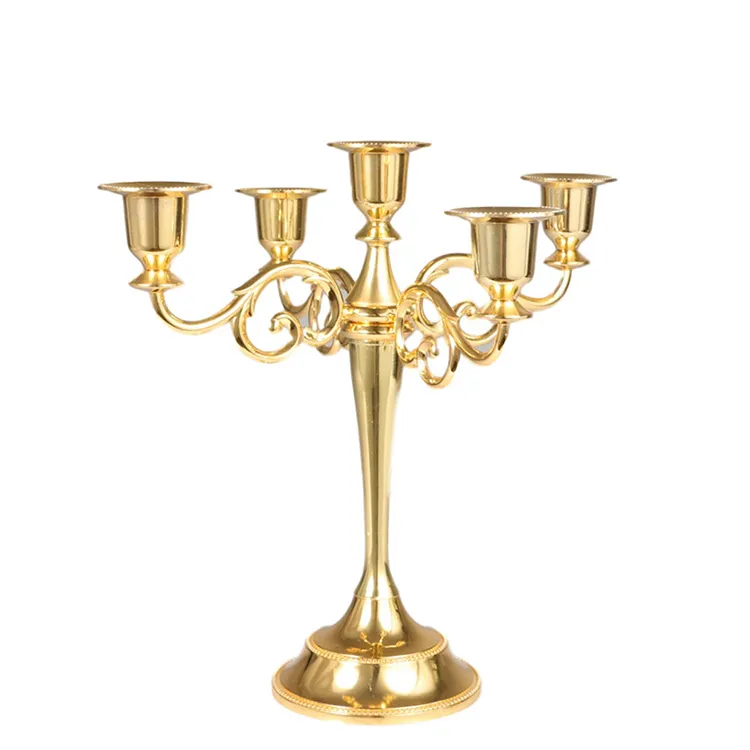 Casamentos Decoração Retro Taper Castiçais Ouro 3 5 Braços De Metal Candelabro Candle Holders