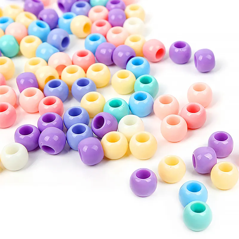 YINING Factory Direct Sale 6-20mm 500g/bag Round Acrylic Loose Beads Macaroon Color Plastic Large Hole Loose Beads For DIY Craft