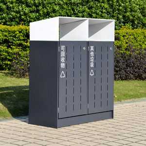Contenedores de basura de calle decorativos públicos, contenedor de clasificación de basura para exteriores, cubos de basura de Metal cuadrados, cocina con cerradura de seguridad - Product Image 3