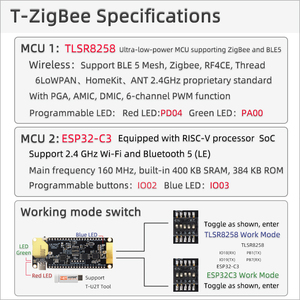 LILYGO TTGO T-Zigbee ESP32-C3 TLSR8258デュアルMCU WiFi Bluetoothモジュール超低電力IoT開発ボード - Product Image 6