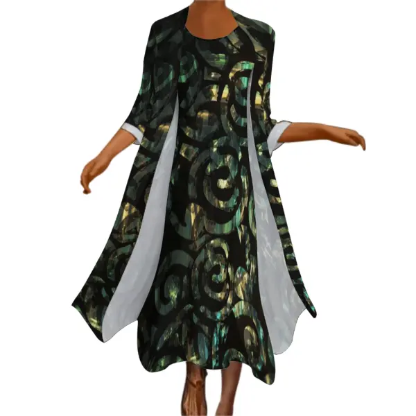 2022 Brand New Polynesian Elei Tribal Design Custom 2 pcs Set Clothing Fashion Women Plus Size Kimono Coats Long Dress Outfits