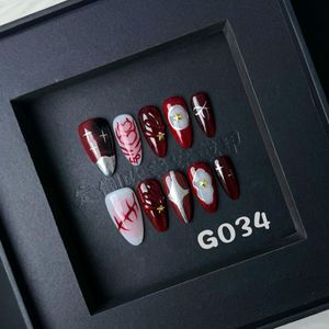 Handmade 10pcs Almond Design Press-On False Nails Long ABS Material Square Stiletto Model Custom Reusable for Girls Long <strong>Tips</strong> - Product Image 5