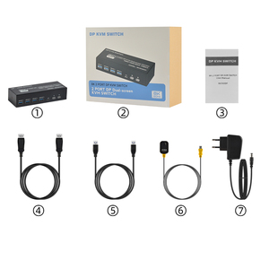 FJGEAR-Conmutador KVM de doble pantalla, puerto de visualización personalizado de 2 puertos, 7680 4320 X/60Hz, 2 puertos, 8K, DP, USB 3,0 - Product Image 5