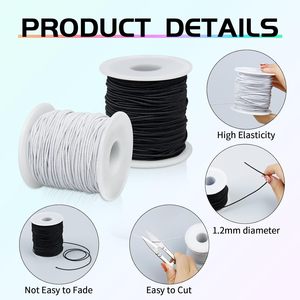 High Temperature Resistant Black White <strong>Colorful</strong> Drawstring <strong>String</strong> Rubber 1mm Elastic Cord for Jacket Jewelry Making - Product Image 4