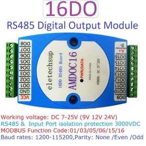 AMDOC16 16DI 16DO RS485隔离通信MODBUS RTU PLC扩展板数字输入输出DC 9-24V继电器模块 - Product Image 2