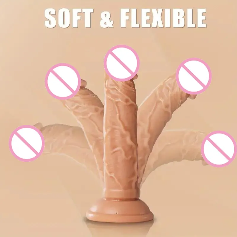 Consolador de pene de PVC pequeño realista a base de succión para mujeres, Juguetes sexuales para adultos y juegos, juguetes para principiantes, hombres, mujeres, parejas