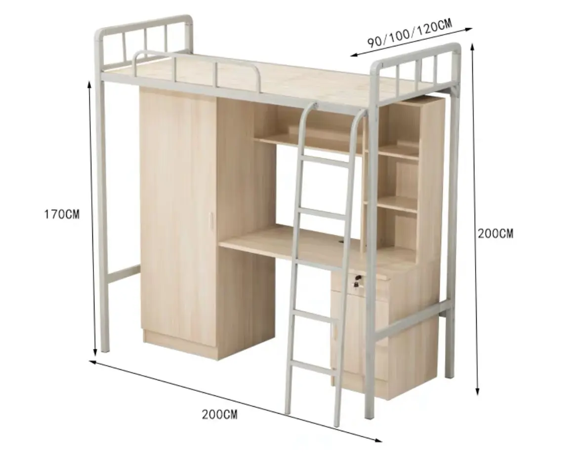 Metal frame Hotel single bunk bed children's furniture set bedroom double layer design metal bunk bed adult