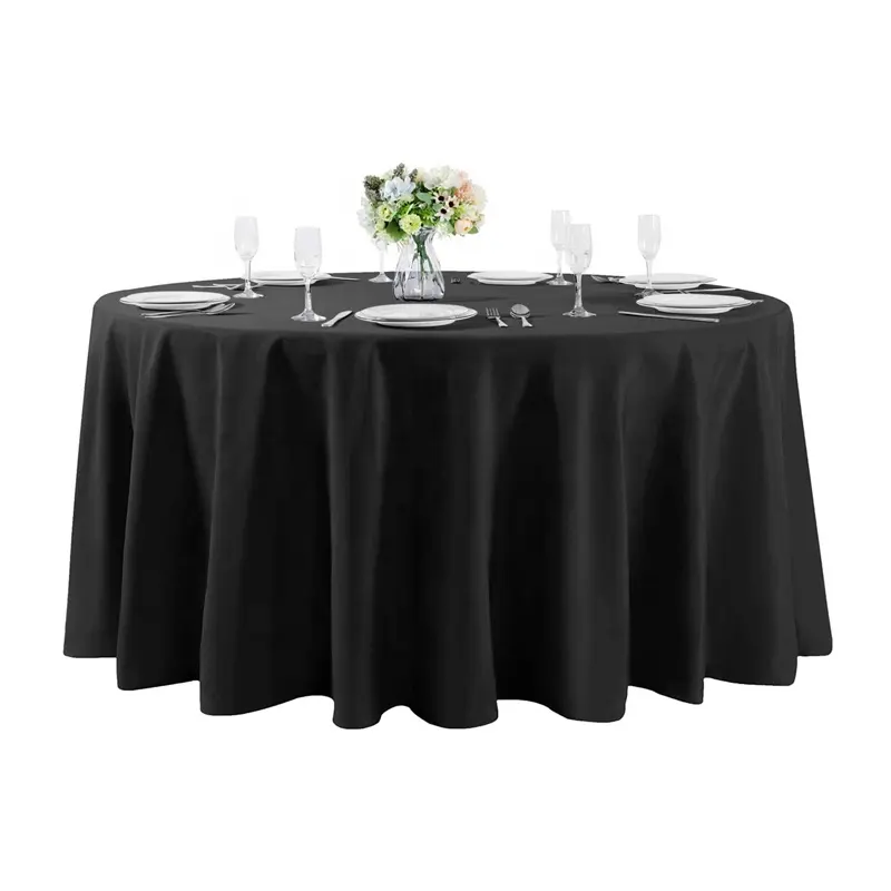 108 inç yuvarlak masa örtüsü yıkanabilir Polyester masa örtüsü dekoratif masa örtüsü düğün parti yemek ziyafet için