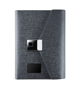 Cuaderno inteligente de cuero con bloqueo de huellas dactilares con múltiples funciones de 3 pliegues con cargador inalámbrico - Product Image 1
