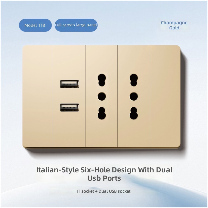 Italian six-hole + Dual USB ports