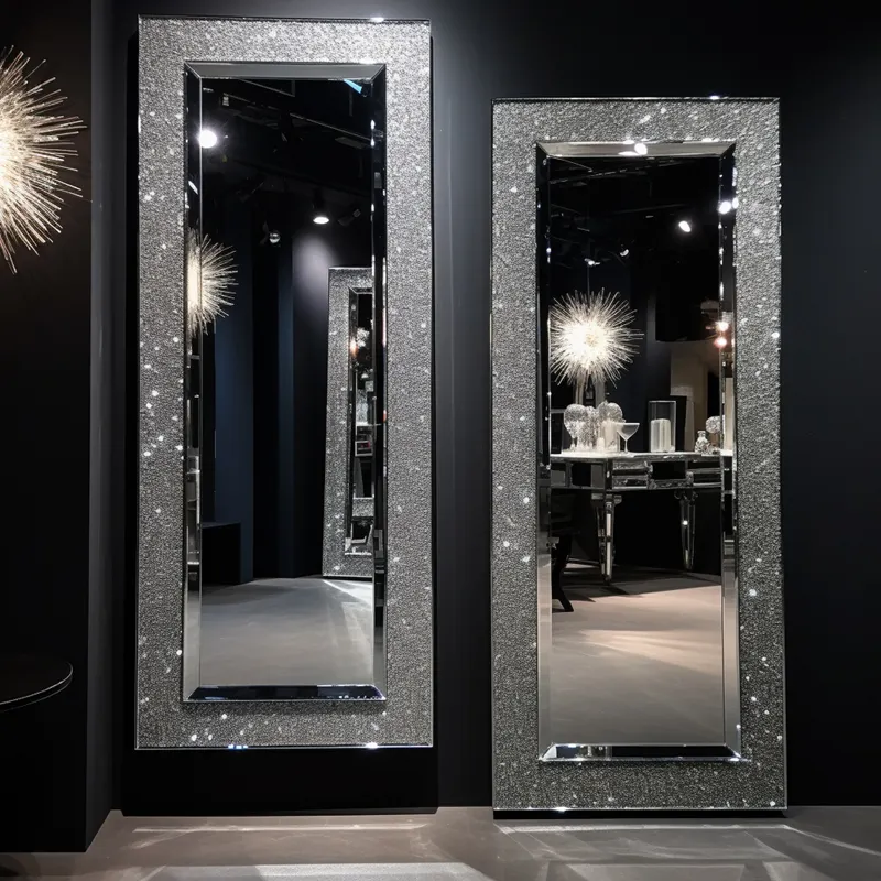 Espejo Led de salón con pantalla táctil para baño, decoración de cristal de longitud completa, espejo de pared, espejo de maquillaje para sala de estar con luz Led