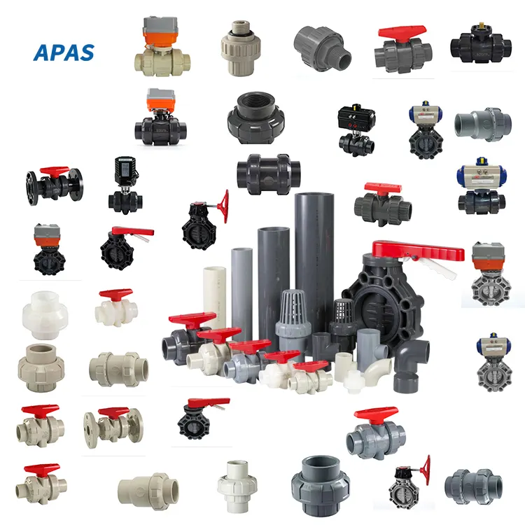 APAS Factory Direct ASTM SCH80 SCH40 Din Asni Jis Cns Pvc Pipe Fittings Compact Single Double Union Ball Valve for water supply