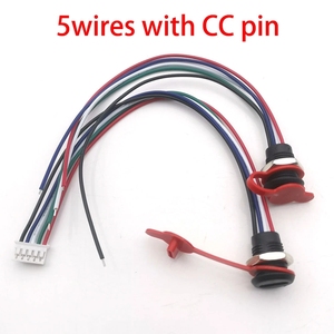 5针usb-c连接器，带CC针数据螺母卡扣板4针，带电线3A防水USB类型C至ph2.0快速充电母插孔 - Product Image 1