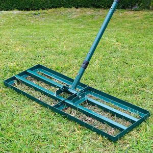 草坪找平耙土壤污垢地面容易地板可调手柄庭院花园景观耙 - Product Image 1