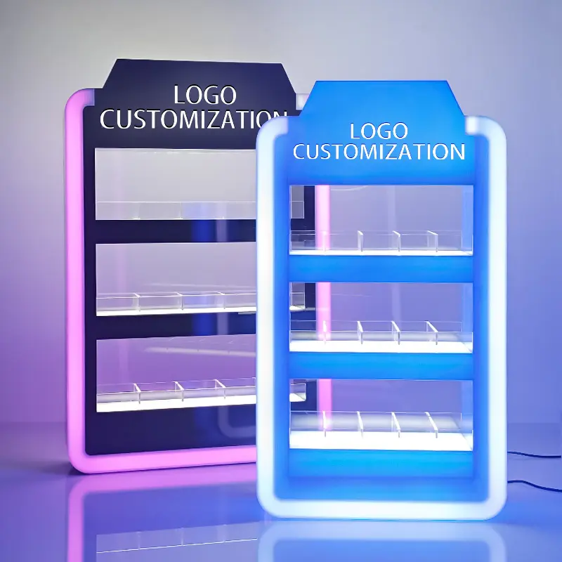 Espositore per sigarette con fumo acrilico in Plexiglass di tabacco personalizzato con LED