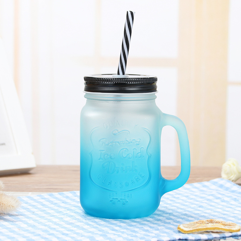 Frosted gradient blue with straw