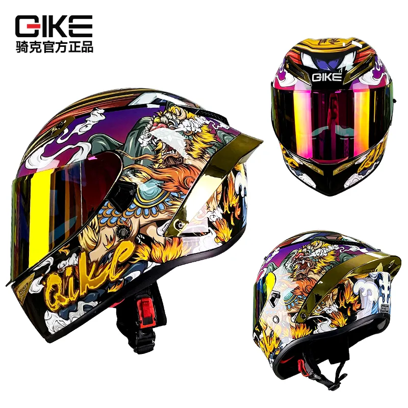 Helmet Motorcycle Men's Four Seasons Universal Double Lenses Large Tail Helmet Bluetooth Motorcycle Rider Uncover Full Helmet