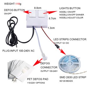 Logo Custom Dual Power Switch To Anti-Fog Film Dimmer Touch Smart Switch For Led Light Mirror - Product Image 3
