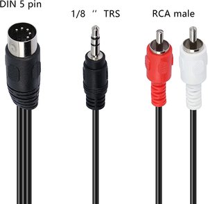 5 Pin DIN to <strong>2</strong> <strong>RCA</strong>/3.5mm Male TRS Stereo Audio Cable Receiver for Radio Audio Equipment signal <strong>Output</strong> and Subwoofer