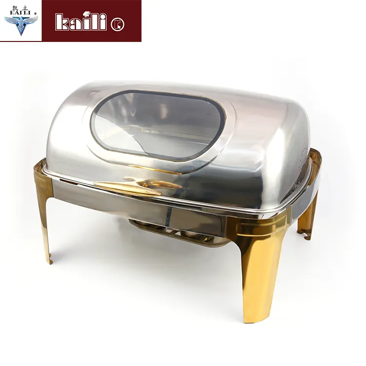 Chinese factory supply Buffet Stove Food Warmers Restaurant Hotel Cheap roll top Visible chafing dish for sale