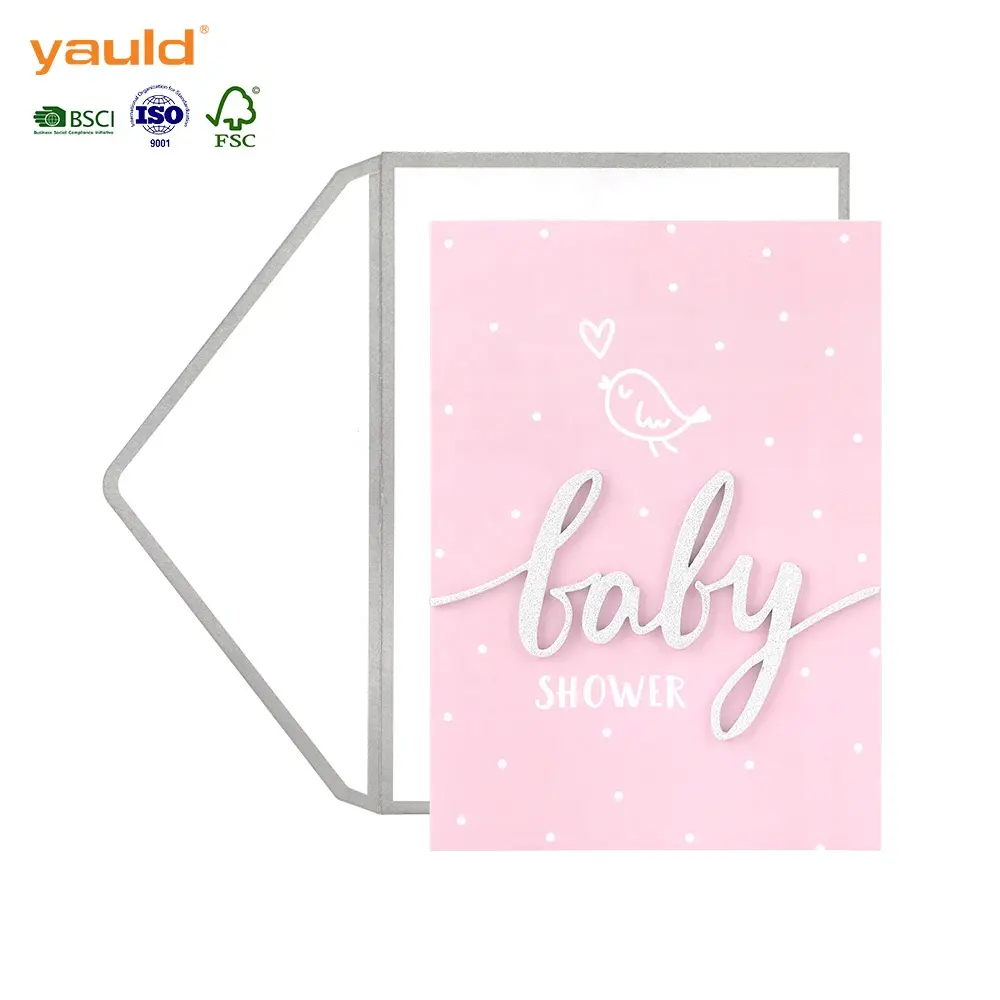Belvobespoke — cartes de vœux rose de fête prénatale filles, Design fait à la main, mignonnes