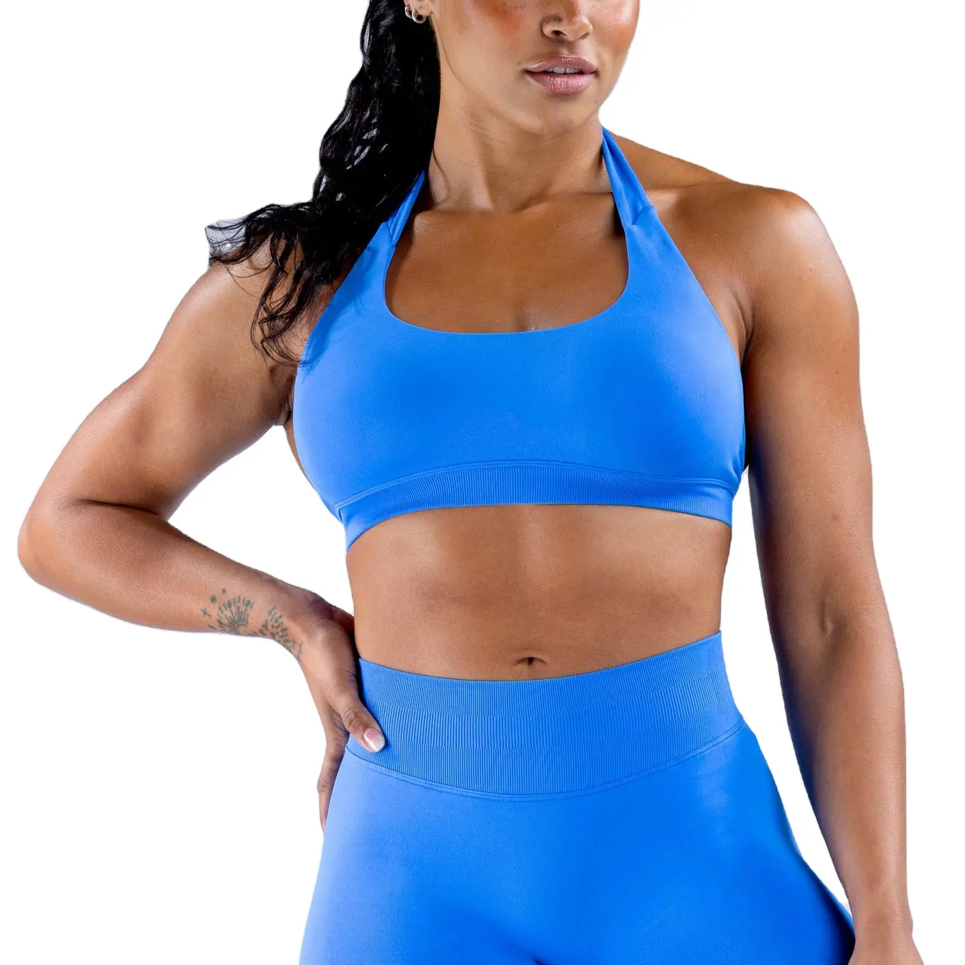 2024 summer custom manufacturer women sports bra running fitness outdoor seamless workout impact halter neck bra
