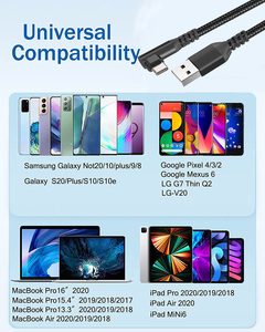 优质材料usb a至90度usb c电缆直角设计尼龙编织usb a至c型电缆快速充电手机 - Product Image 6
