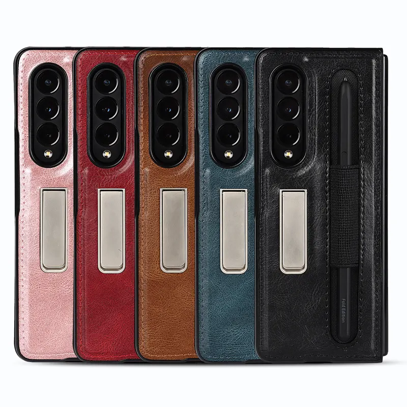 Capa de celular dobrável para samsung galaxy, capa de luxo à prova de choque de textura de cavalo para samsung galaxy z 3 s