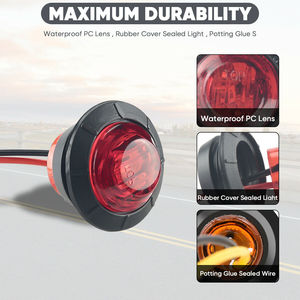 <strong>3</strong>/4&quot; 24V Marker Lights <strong>LED</strong> Truck Trailer Round Side Bullet Light Amber <strong>Red</strong> Lamps Pickup Round Side Marker Lights - Product Image 4