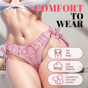 여성 끈이없는 팬티 속옷 레즈비언 게이 초보자를위한 딜도 하네스에 브리프 조절 가능한 허리와 허벅지 벨트 스트랩 플레이 - Product Image 2