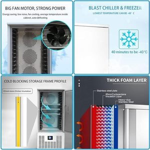 市販のヘビーデューティー10トレイブラストチラー冷凍庫衝撃凍結技術-112 °F (-80 °C) 低温フードプローブ - Product Image 4