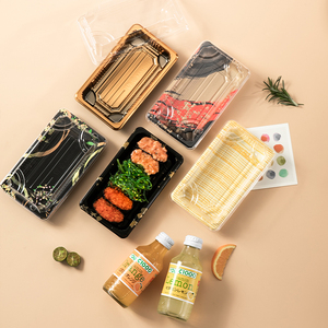 บรรจุภัณฑ์เค้กแบบกําหนดเองโปร่งใสทิ้งซื้อกลับบ้านถาดซูชิพลาสติกสี่เหลี่ยมถาดบรรจุอาหารซูชิกล่องซูชิพร้อมฝาปิด - Product Image 3
