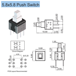 Kejian 5.8x5.8 7x7 8x8 8.5x8.5mm kendinden kilitleme/kilidini 3 Pin itme dokunsal güç mikro anahtarı 6 Pin düğme anahtarları - Product Image 2