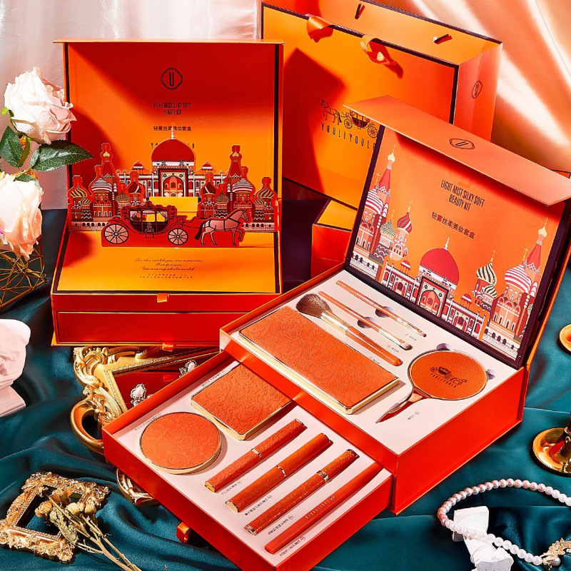 Set de maquillaje suave como la seda con bruma ligera - Bolsa de regalo de 11 piezas