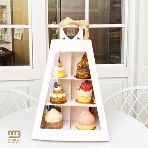 Giá rẻ <span class=keywords><strong>multilevel</strong></span> bánh đứng 3 Tier Giấy Bánh chủ đứng, món tráng miệng để đi bao bì - Product Image 4