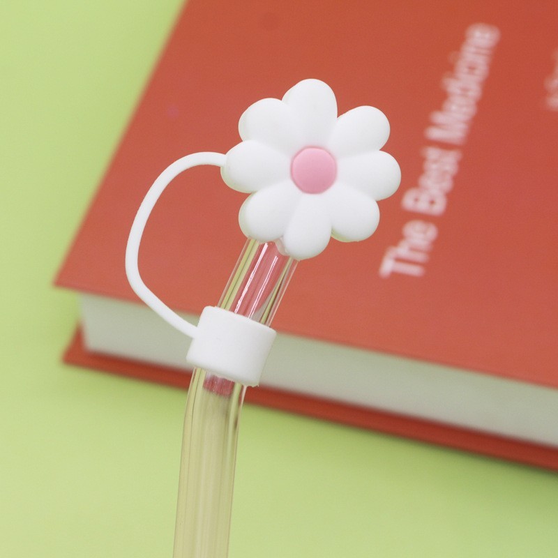 blanco con flor rosa