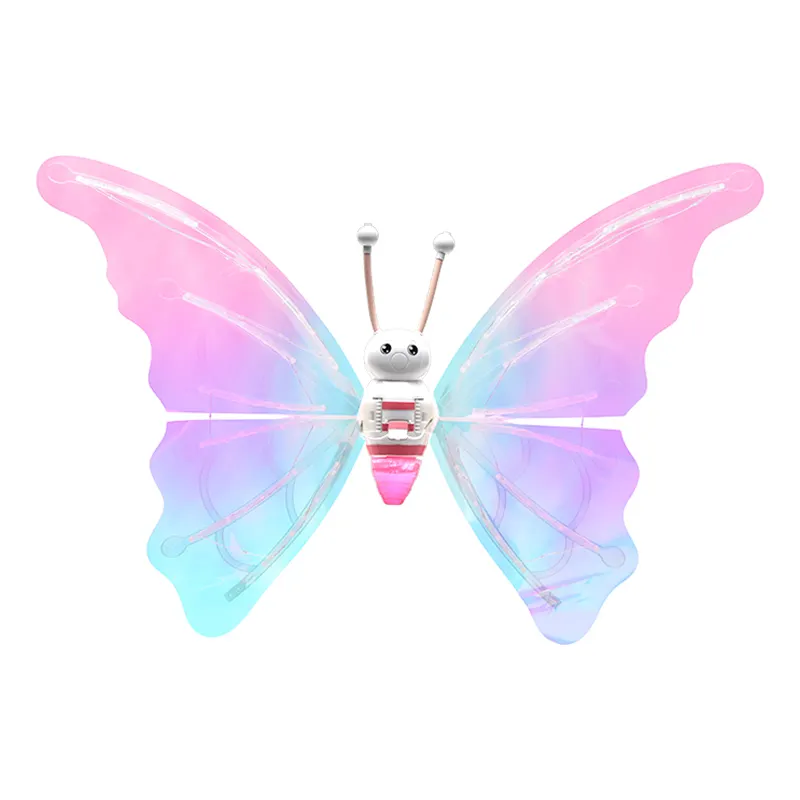 Venta caliente chispeando rosa brillante eléctrico simulado resplandor elfo mariposa princesa alas de hadas para Halloween regalos de Navidad