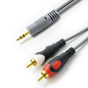 Yüksek kaliteli ses kablosu Stereo 2RCA kablo gri 1.5M ses 3.5mm <span class=keywords><strong>Jack</strong></span> RCA kablosu