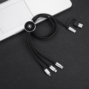 Regalo personalizado Logotipo luminoso 3 en 1 Cable de carga de datos Cable de carga de teléfono móvil de coche trenzado de nailon de doble entrada - Product Image 3