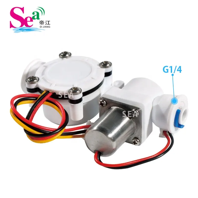 Mar marca ZHONGJIANG productos de fábrica Sensor de flujo de agua con pulso electromagnético válvula G1/4 ", conexión rápida