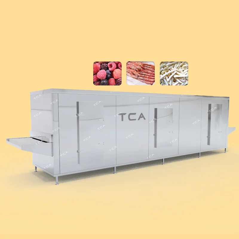 TCA automático comercial comida explosión túnel máquina de congelación Camarón IQF congelador rápido
