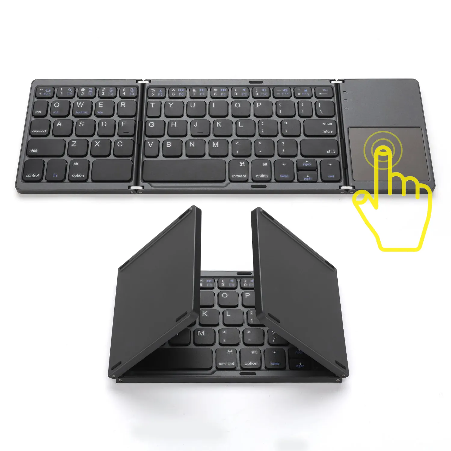 Bkc033 3 níveis dobráveis teclado, de dente azul, touchpad, para ipad ios 13 android, tablet, pc, celular, teclado portátil, imperdível