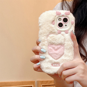 Sevimli renkli bulutlar boyama yumuşak telefon kapağı için iPhone 16 Pro durumda 15 artı 14 13 12 Pro Max kış bulanık peluş darbeye vaka - Product Image 6