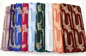 Vải Kim Sa Đỏ Tía Cắt Đôi Thủ Công Tiệc Cưới ASO EBI Truyền Thống Châu Phi - Product Image 3